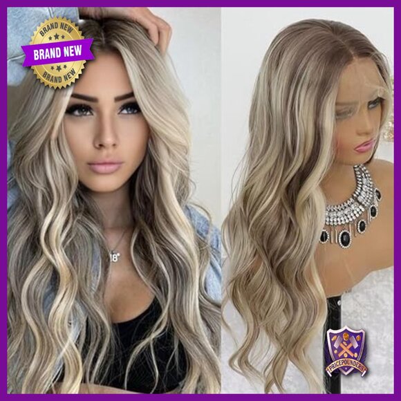 24-Inch Synthetic Lace Front Wig, Heat Resistant, Pre-Plucked, Glueless